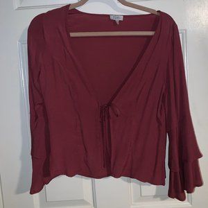 Tobi - long sleeve red front tie blouse